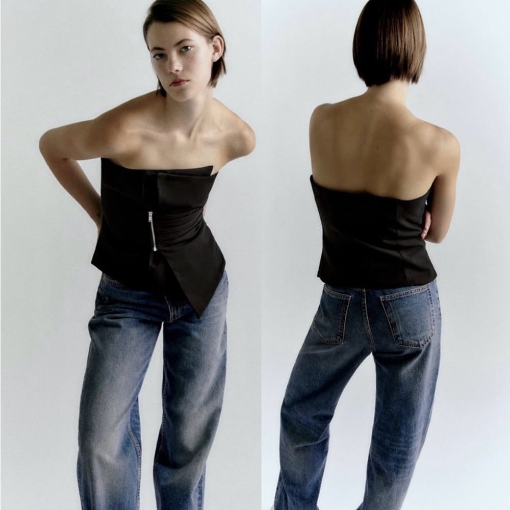 Zara zippered asymmetrical top